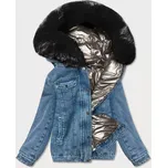 Světle modro-černá oboustranná džínová bunda pro přechodné období (B9730-5001) odstíny modré S (36)