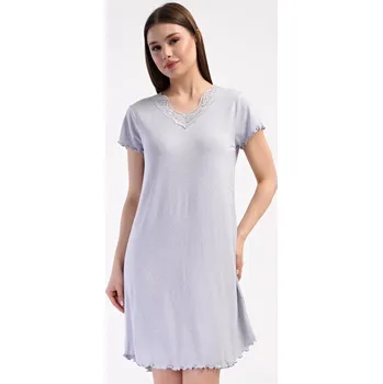Dámská noční košile Dámská noční košile s krátkým rukávem Winter světle šedá 4XL