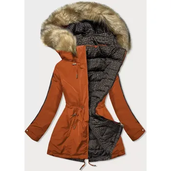 Dámská móda Oranžovo-hnědá oboustranná dámská bunda (w555) odstíny hnědé XXL (44)