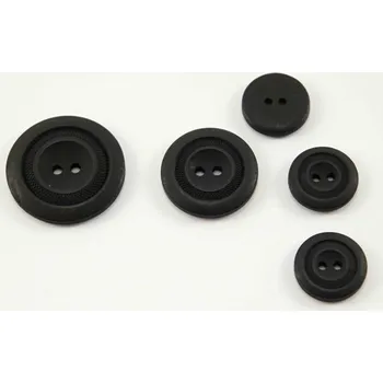 Knoflík Dírkový knoflík - s ozdobnými kruhy - matný - černý - průměr 1,6 cm