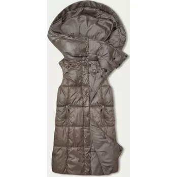 Dámská vesta Jednoduchá dámská vesta v barvě mocca s kapucí (YP-22072-5) odstíny béžové L (40)