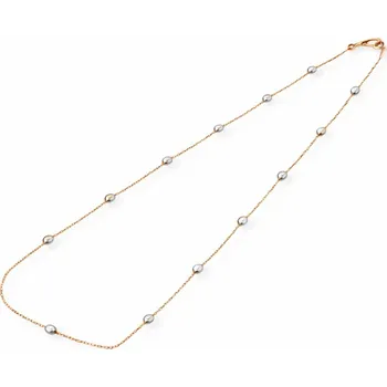 Náhrdelník Akvamarin-klenoty Stříbrný náhrdelník s kuličkami růžově zlacený 45 cm Ag 925/1000 Jemný dámský šperk v růžovém zlacení