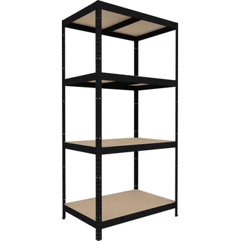 Dílenský regál Kovový regál do dílny Biedrax 60 x 60 x 180 cm, černý - 4 police MDF