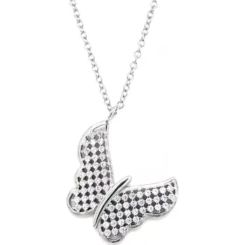 Náhrdelník Stříbrný náhrdelník se zirkony motýl bílý 12035.1 crystal velikost 45