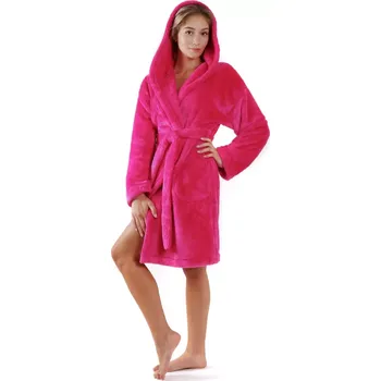 Dámský župan Dámský župan Lilly extra s kapucí 3/4 one size 3320 malinová - Vestis S-M