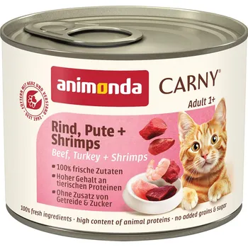 Krmivo pro kočku Animonda Carny Adult s hovězím a krůtím masem a krevetami 6×200g