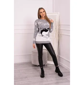 Dámský svetr Svetr s vánočním motivem šedý UNI