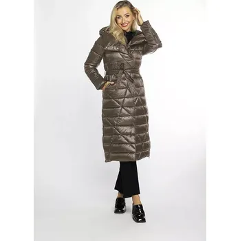 Dámská bunda Dámská bunda ve velbloudí barvě s páskem pro zavazování (AG1-J9069B) odstíny hnědé 48