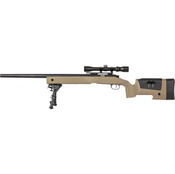 Airsoftová zbraň Airsoft sniper SA-S02 CORE™ SAG M40 High Velocity - písková TAN, optika, dvojnožka, Specna Arms