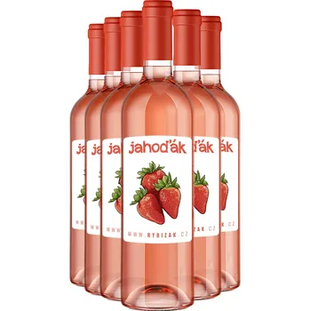 Sada 6 Jahoďáků 11,5% alk. víno z jahod | Rybízák.cz 6 x Jahoďák 0,75l