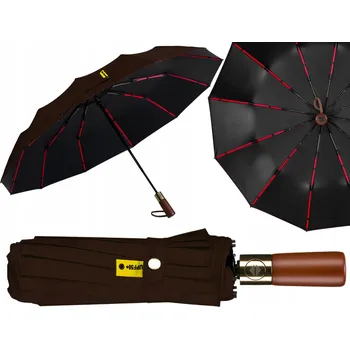 Peterson automatický skládací deštník s pouzdrem, hnědý