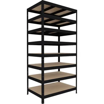 regál Regál do domácnosti Biedrax 60 x 90 x 210 cm, černý, 8 polic MDF, nosnost 300 kg na polici