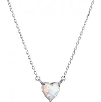 Náhrdelník Náhrdelník se syntetickým bílým opálem srdce 12147.1 white