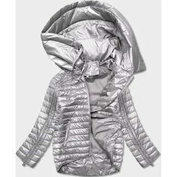 Asymetrická šedá dámská bunda s kapucí (PC-7510-61) odstíny šedé 48