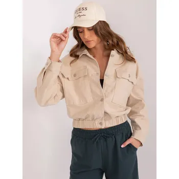 Béžová džínová dámská oversize bunda (F3968) odstíny béžové M (38)