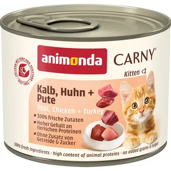 animonda Carny Kitten telecí, kuřecí a krůtí 12 × 200 g