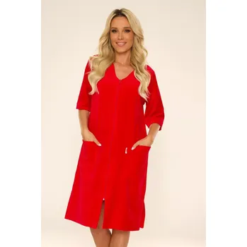 Dámský župan Dámský župan se zipem De Lafense 431 Velur M-4XL Růžová 3xl