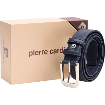 Opasek Modrý pánský kožený opasek Pierre Cardin