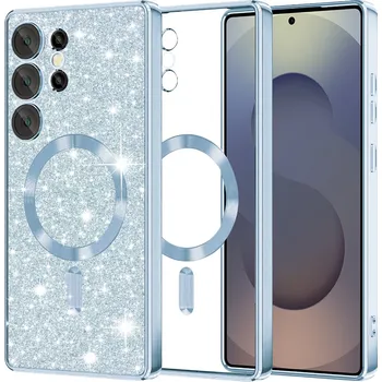 Pouzdro na mobilní telefon Techsuit Luxury Glitter MagSafe pro Samsung Galaxy S25 Ultra světle modrá
