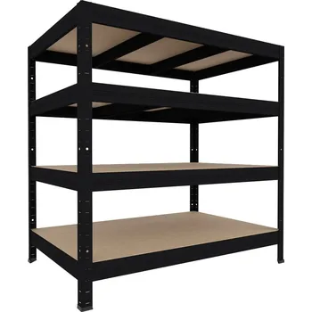 Dílenský regál Kovový regál do garáže Biedrax 35 x 120 x 120 cm, černý - 4 police MDF
