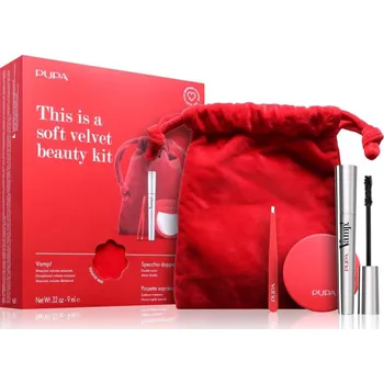 Kosmetické zrcátko PUPA Milano Vamp! Kit – Mascara, Tweezers, Mirror PUPA Milano kosmetická taška 1 ks + PUPA Milano zrcátko 1 ks + PUPA Milano pinzeta 1 ks + PUPA Milano Vamp! řasenka pro větší objem 9 ml