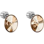 Stříbrné náušnice pecka s krystaly Swarovski zlatý ovál 31274.5