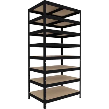 regál Kovový regál do domácnosti Biedrax 50 x 90 x 210 cm, černý - 8 polic MDF