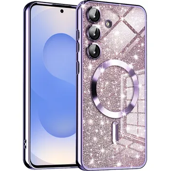 Pouzdro na mobilní telefon Techsuit Luxury Glitter MagSafe pro Samsung Galaxy S25 světle fialová