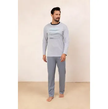 Pánská móda PÁNSKÉ PYŽAMO 492 BIG J/25 bledá melanž 2XL