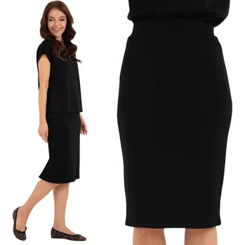 Dámská sukně SUKNĚ MORAJ JEDNODUCHÁ, KLASICKÁ, HLADKÁ S ROZPARKEM, ČERNÁ S