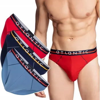Slipy ATLANTIC 3MP-083 Pánské slipy SPORT BAVLNĚNÉ Přiléhavé 3-BALENÍ - L