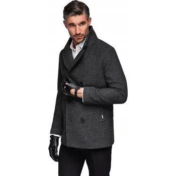 Pánský zimní kabát Ombre pánský kabát šedý klasický ke kyčlím OM-COWC-0115 velikost L