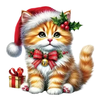 Vánoční dekorace Nažehlovací obrázek - vánoční kočka III (22,5 x 23,0 cm)