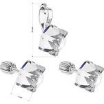 Sada šperků s krystaly Swarovski náušnice a přívěsek bílá kostička 39068.1