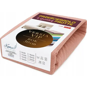 Prostěradlo FROTÉ PROSTĚRADLO S GUMOU VIP 80X200 BOK 30CM POLSKÉ PUDROVÁ RŮŽOVÁ BAVLNA