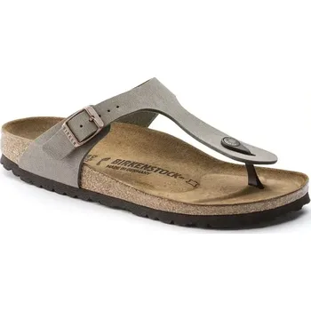 Dámské žabky Grey-beige dámské žabky Birkenstock Gizeh Birko-Flor Nubuck Stone regular width (43391) dámské 35