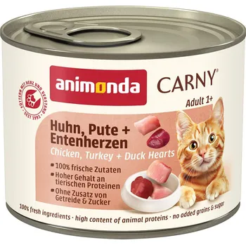 Krmivo pro kočku Animonda Carny Adult kuřecí a krůtí maso & kachní srdíčka 6x200g