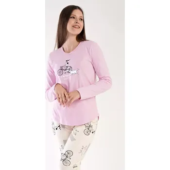 Pánská móda Dámské pyžamo dlouhé Dívka na kole světle růžová XL