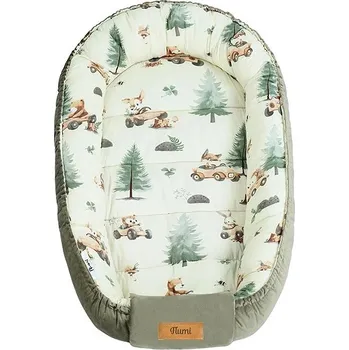 Hnízdečko pro miminko Flumi hnízdečko pro miminko, oboustranné, bavlna a velvet, béžové + lesní zvířata