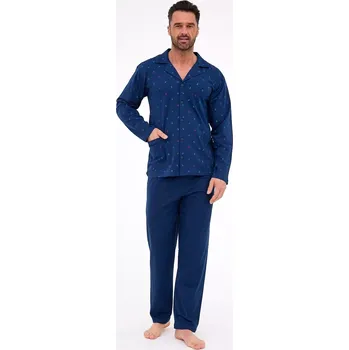 Pánské pyžamo Cornette pyžamo 114/79 dlouhé/r 3XL-5XL pánské rozepínací tmavě modrá 4XL