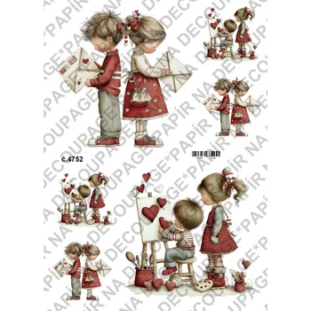 Výtvarný papír Rýžový a soft papír na decoupage - Valentýnky - KB4752 Materiál: Soft, Rozměr: A4