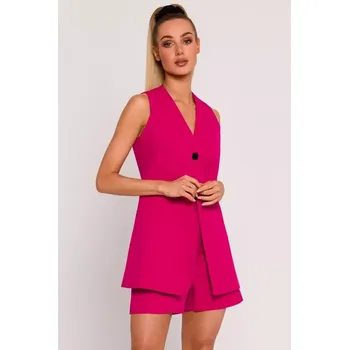 Dámské sako M776 Sako bez rukávů s jedním knoflíkem - fuchsiová EU L