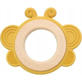 Kousátko na zuby Gigi Kids dřevěné, silikonové žluté