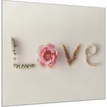 Glasdekor Ochranná deska nápis LOVE z přírodních věcí Rozměr V/Š: 40x40 cm, Lepení na zeď: S lepením na zeď