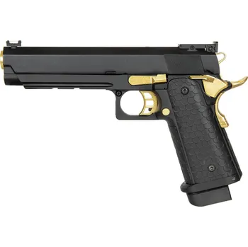 Airsoftová zbraň Airsoftová pistole 794 - černá/zlatá, kovový závěr, GBB, DBoys/Double Bell