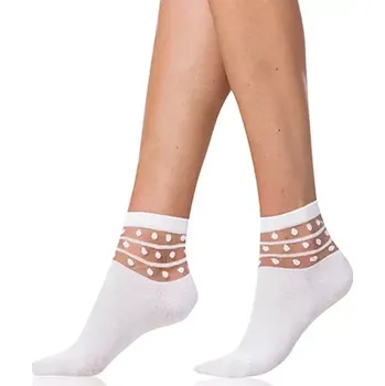 Pánské ponožky Dámské ponožky s ozdobným lemem TRENDY COTTON SOCKS - BELLINDA - bílá 35 - 38