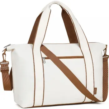 Cestovní taška Kono TVK2420 Cestovní taška skládací Béžová/hnědá 44.5cm Voděodolná