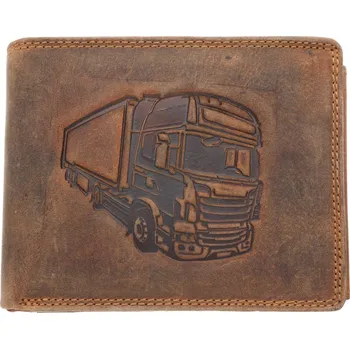 Peněženka Ewena Pánská kožená peněženka hnědá s motivem Kamión