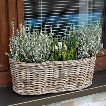 Truhlík RATANOVÝ truhlík ELIPSA CLASIC, Grey, 50x20x20 cm (Van der Leeden®)