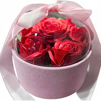 umělá květina FLOWERBOX KVĚTINY Z MÝDLA KYTICE KVĚTIN V KRABIČCE FLOWER BOX RŮŽE ČERVENÉ
